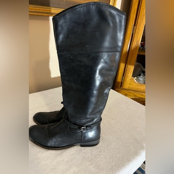 Frye Paige Black Leather Boots Sz 9 1/2 - Picture 2 of 14
